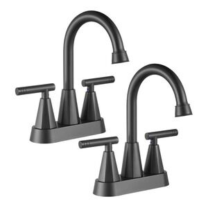 Cobbe Bathroom Sink Faucet Matte Black 2 Handle 4" Centerset W/ Drain Hose Set